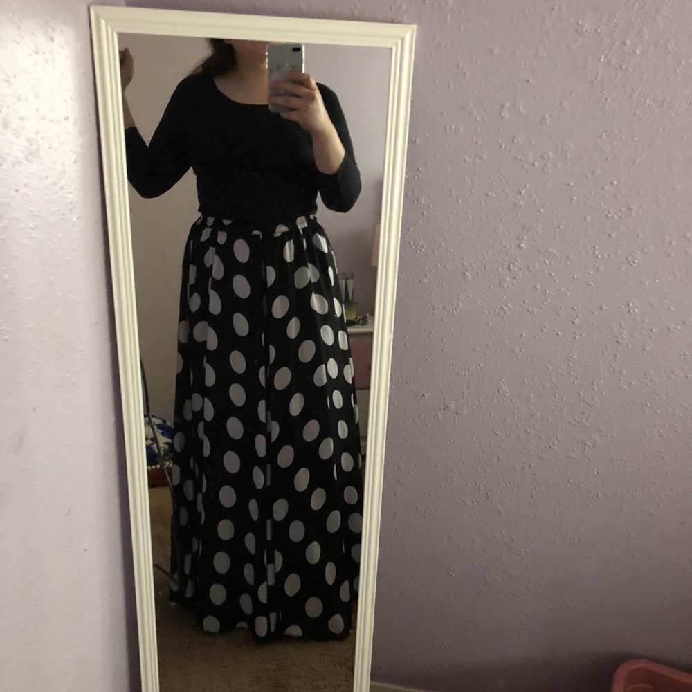 polka dot maxi skirt